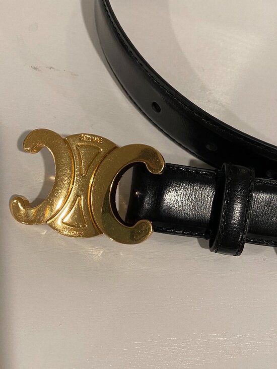 Celine Black Leather Belt with Gold Buckle main image 6